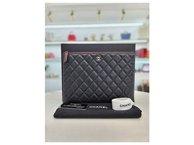 Chanel Clutch Caviar New Medium Silver-Tone Series Nero - vista 8