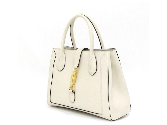 Gucci Jackie Medium Tote Bag und Schultertasche aus weißem Leder - Ansicht 2