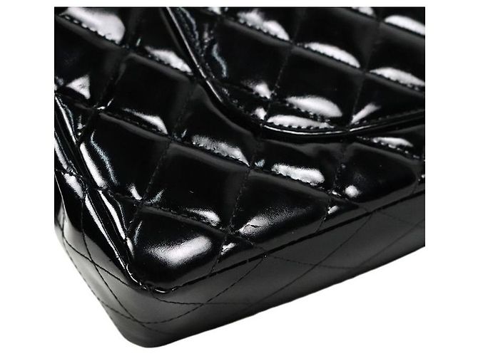 Chanel Tote Bag mit Tragegriff aus schwarzem Lackleder - Ansicht 6