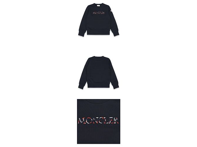 Moncler Kids Sweatshirt mit mehrfarbigem besticktem Logo (Navy) Schwarz - Ansicht 2
