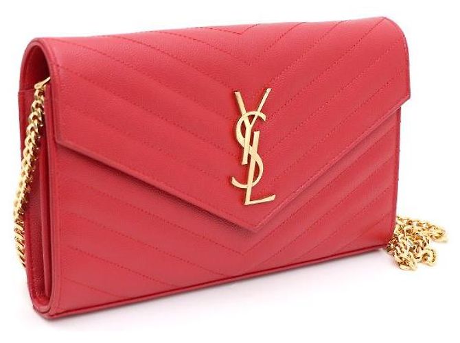 Saint Laurent Borsa a tracolla e crossbody Monogram Envelope Gold Chain Rosso - vista 2