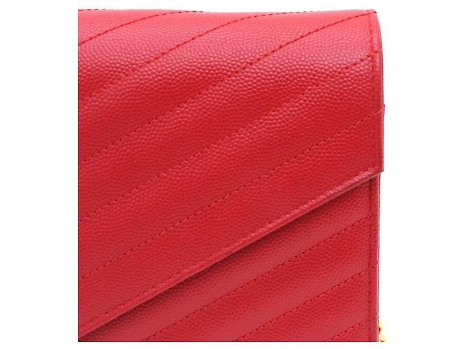 Saint Laurent Borsa a tracolla e crossbody Monogram Envelope Gold Chain Rosso - vista 4