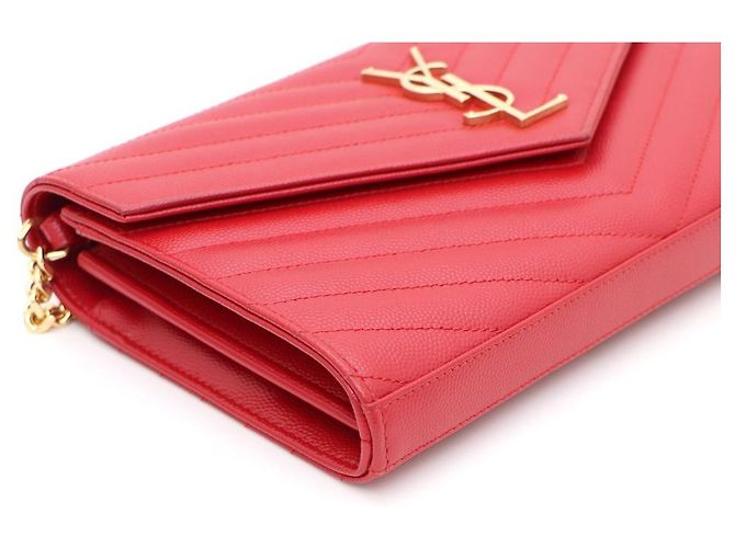 Saint Laurent Borsa a tracolla e crossbody Monogram Envelope Gold Chain Rosso - vista 5