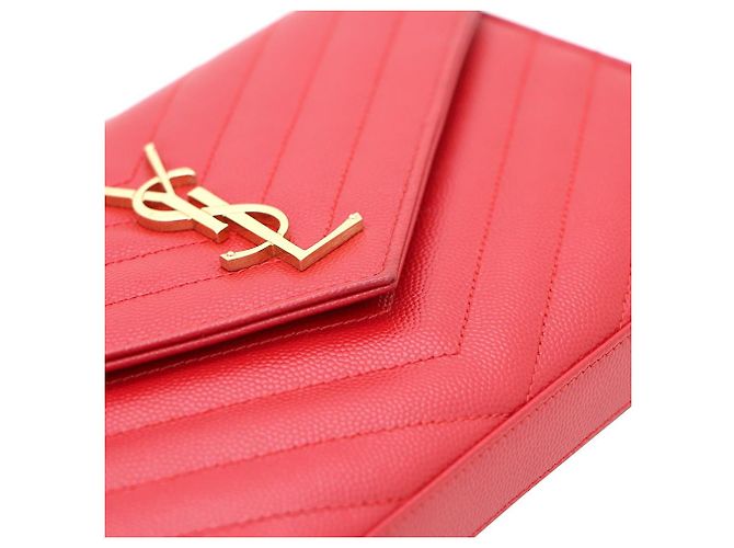 Saint Laurent Borsa a tracolla e crossbody Monogram Envelope Gold Chain Rosso - vista 6