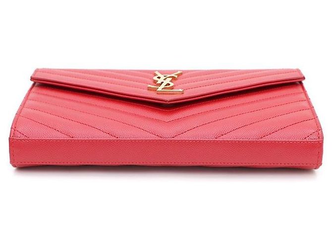 Saint Laurent Borsa a tracolla e crossbody Monogram Envelope Gold Chain Rosso - vista 7