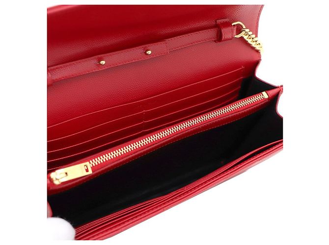 Saint Laurent Borsa a tracolla e crossbody Monogram Envelope Gold Chain Rosso - vista 8