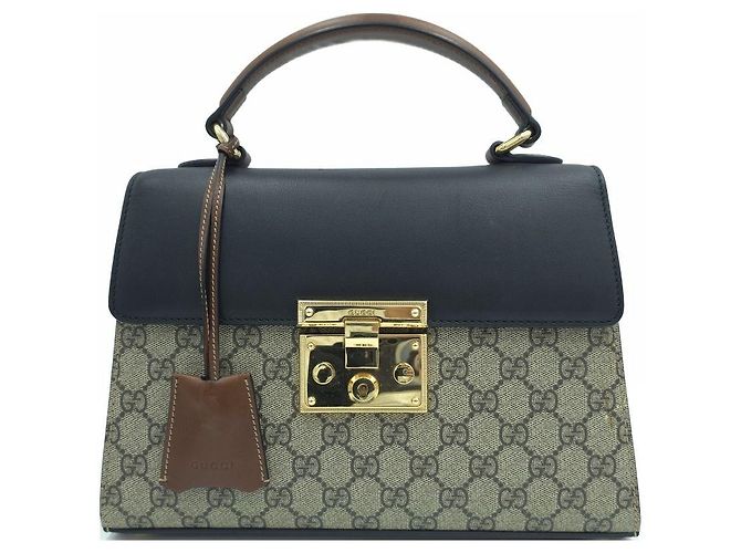 Gucci Borsa Tote Padlock GG Supreme Canvas Small con manico superiore e tracolla Marrone - vista 12