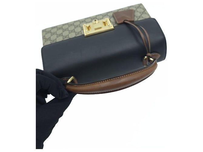 Gucci Borsa Tote Padlock GG Supreme Canvas Small con manico superiore e tracolla Marrone - vista 18