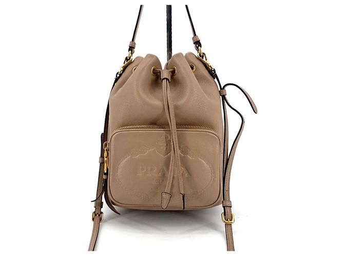 Prada Borsa bucket in jacquard e pelle di vitello - vista 2