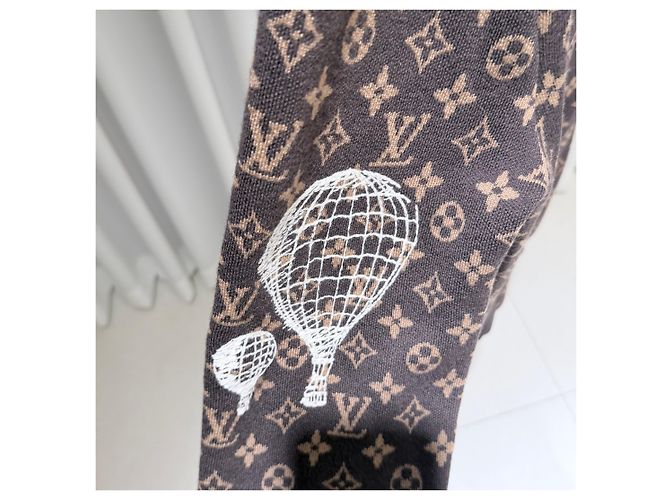 Louis Vuitton Monogram Embroidered Wool Crewneck Knit Sweater Brown - view 7