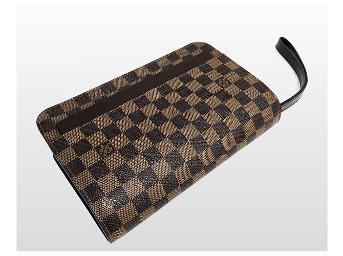 Louis Vuitton Pochette Second Clutch Damier Ebene Marrone - vista 13