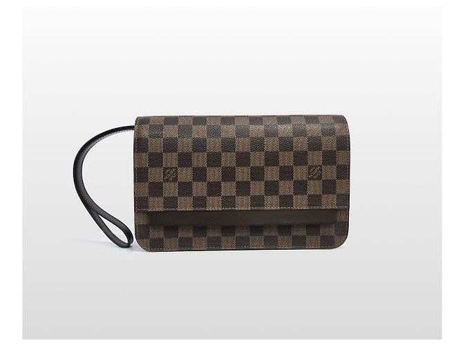 Louis Vuitton Pochette Second Clutch Damier Ebene Marrone - vista 2