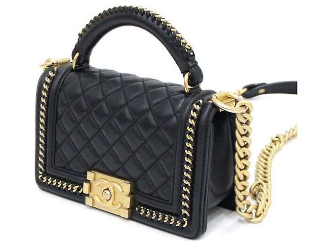 Chanel Borsa Tote Boy Small Around Top Handle con catena Nero - vista 2