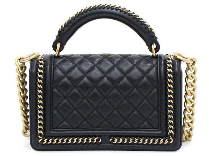 Chanel Borsa Tote Boy Small Around Top Handle con catena Nero - vista 4