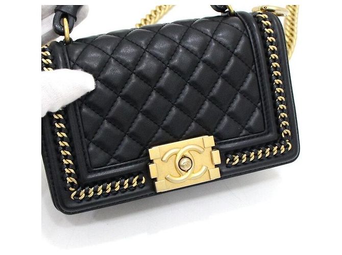 Chanel Borsa Tote Boy Small Around Top Handle con catena Nero - vista 8