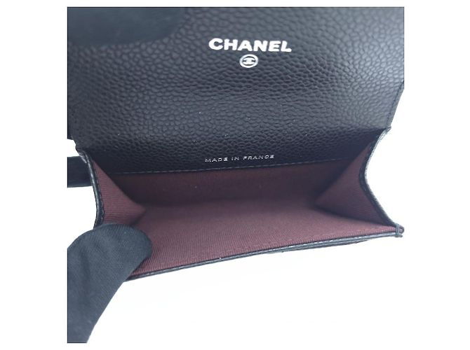 Chanel Classic Flap Kartenetui Caviar gesteppt mit Silberrand Schwarz - Ansicht 16