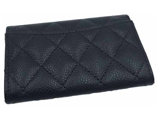 Chanel Classic Flap Kartenetui Caviar gesteppt mit Silberrand Schwarz - Ansicht 5