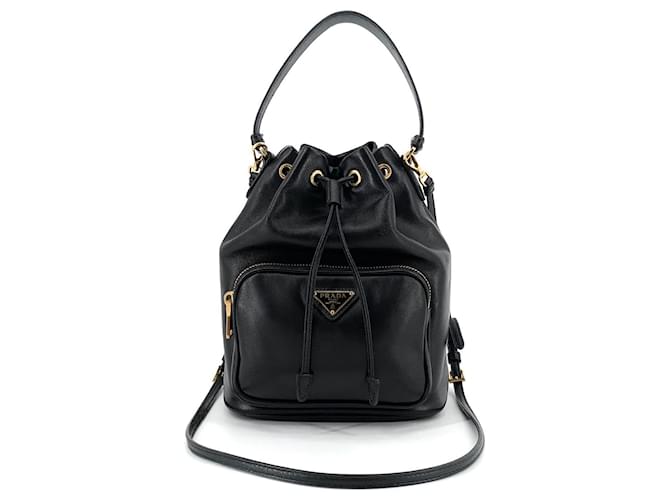 Prada Borsa a secchiello in pelle a tracolla Nero - vista 2