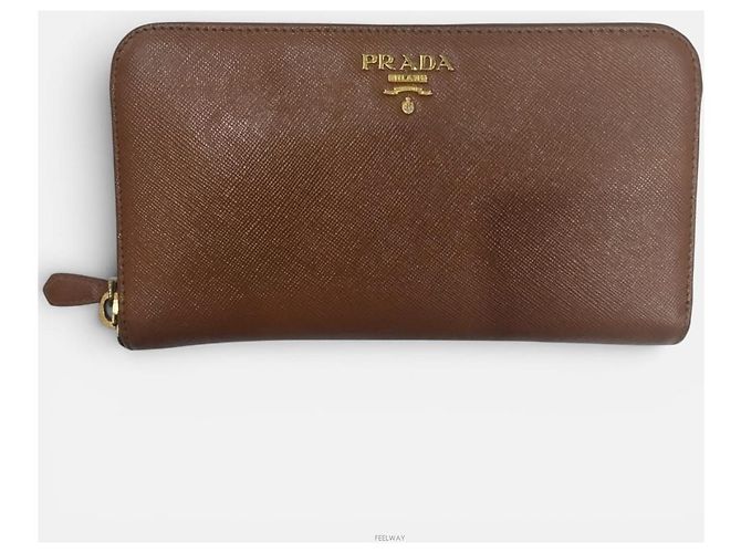 Prada Saffiano Zip Long Wallet Braun - Ansicht 2