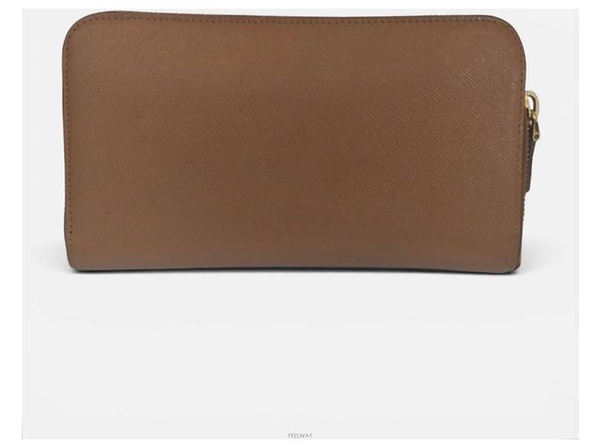 Prada Saffiano Zip Long Wallet Braun - Ansicht 3