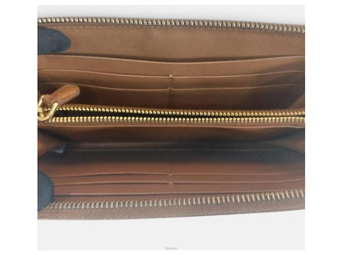 Prada Saffiano Zip Long Wallet Braun - Ansicht 4