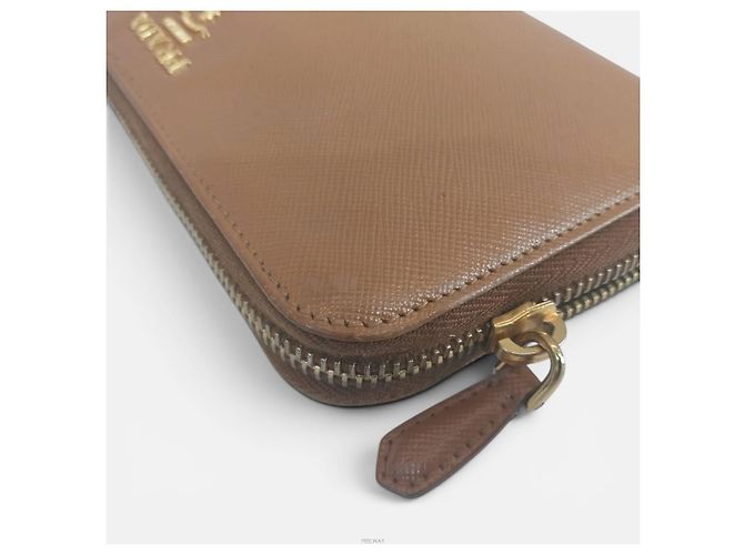 Prada Saffiano Zip Long Wallet Braun - Ansicht 5