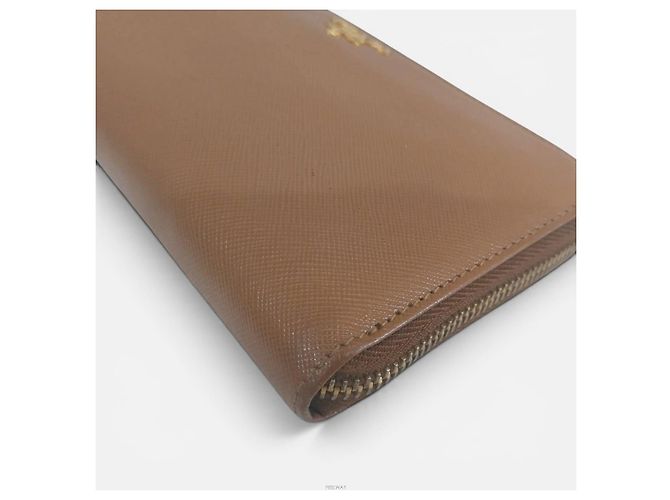 Prada Saffiano Zip Long Wallet Braun - Ansicht 7