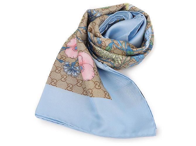 Gucci Quadrato in twill di seta stampato GG Blu - vista 3