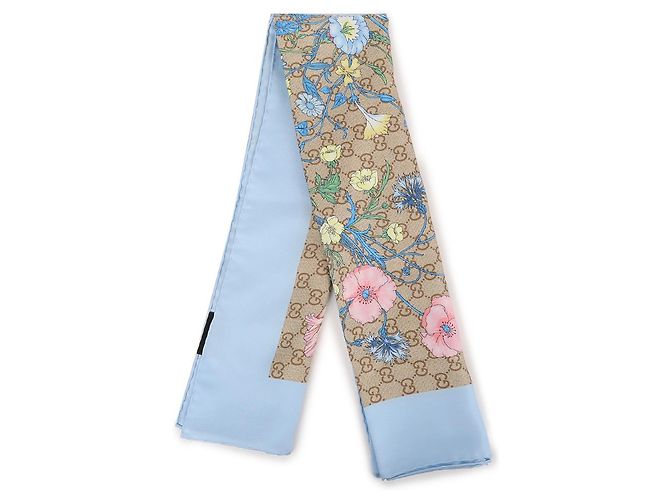 Gucci Quadrato in twill di seta stampato GG Blu - vista 4