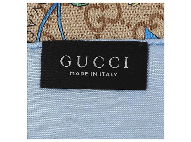 Gucci Quadrato in twill di seta stampato GG Blu - vista 8