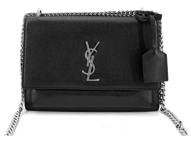 Saint Laurent Borsa a tracolla Sunset Medium in pelle di vitello nera Nero - vista 2