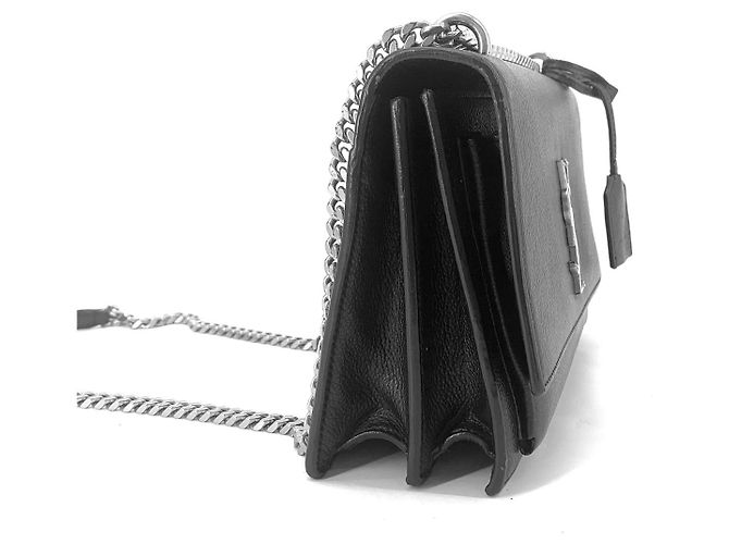 Saint Laurent Borsa a tracolla Sunset Medium in pelle di vitello nera Nero - vista 5