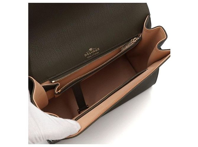 Delvaux Borsa Tote Tempête MM in pelle di vitello Crispy Khaki Marrone - vista 5