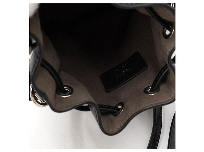 Fendi Mini borsa a secchiello e borsa a tracolla Montreggio in pelle nera decorata con perle - vista 6