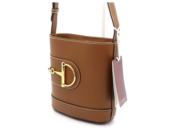 Gucci Kleiner Leder-Eimerbeutel und Schultertasche in Braun - Ansicht 2