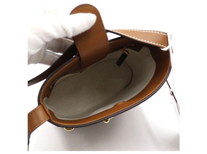 Gucci Kleiner Leder-Eimerbeutel und Schultertasche in Braun - Ansicht 5