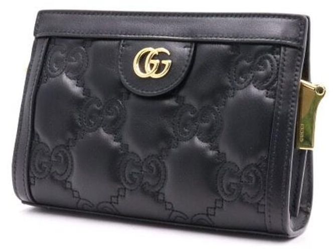 Gucci Mini bolsa de ombro e transversal em matelassé com relevo GG preto e corrente dourada - vista 2