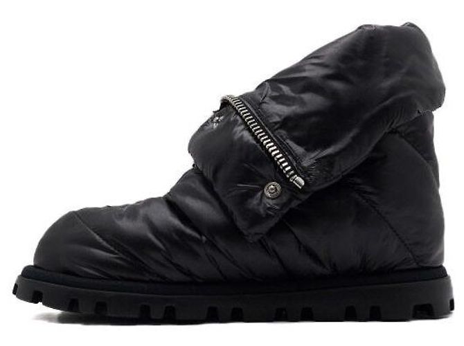 Miu Miu Botines de mujer de nylon acolchado negro con cremallera frontal - vista 4