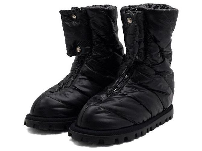 Miu Miu Botines de mujer de nylon acolchado negro con cremallera frontal - vista 7