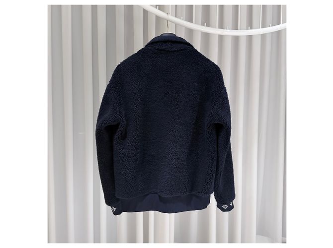 Louis Vuitton Fleece-Bomberjacke mit Lederpatch Blau - Ansicht 6