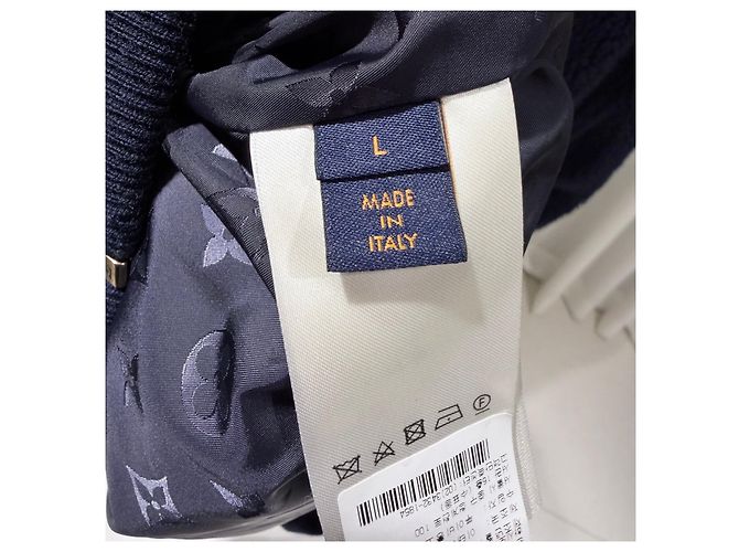 Louis Vuitton Fleece-Bomberjacke mit Lederpatch Blau - Ansicht 7