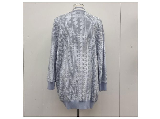 Balmain Oversized Monogramm-Wollstrickjacke Himmelblau - Ansicht 8