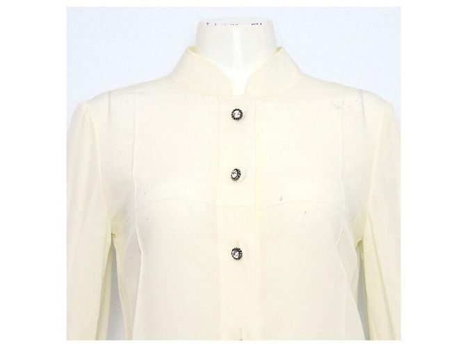 Gucci Seiden-Crepe-de-Chine-Hemd mit Kristallknöpfen Weiß - Ansicht 2