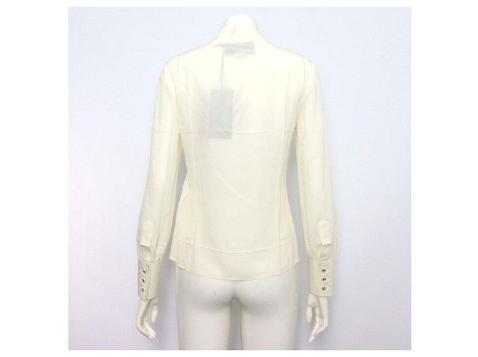 Gucci Seiden-Crepe-de-Chine-Hemd mit Kristallknöpfen Weiß - Ansicht 4