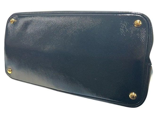 Prada Borsa Tote Doble Gold in Saffiano Vernice nero con tracolla - vista 6