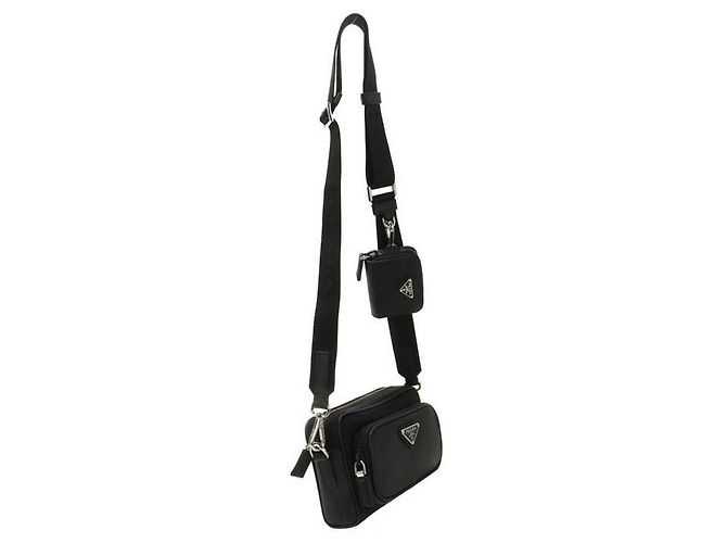 Prada Bolso de hombro en Re-Nylon y piel Saffiano OOO Negro - vista 2