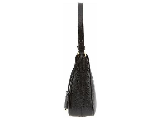 Prada Mini borsa hobo a tracolla con logo Triangle in Saffiano Nero - vista 5