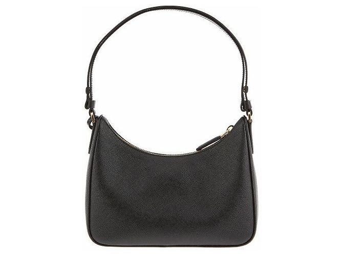 Prada Mini borsa hobo a tracolla con logo Triangle in Saffiano Nero - vista 6