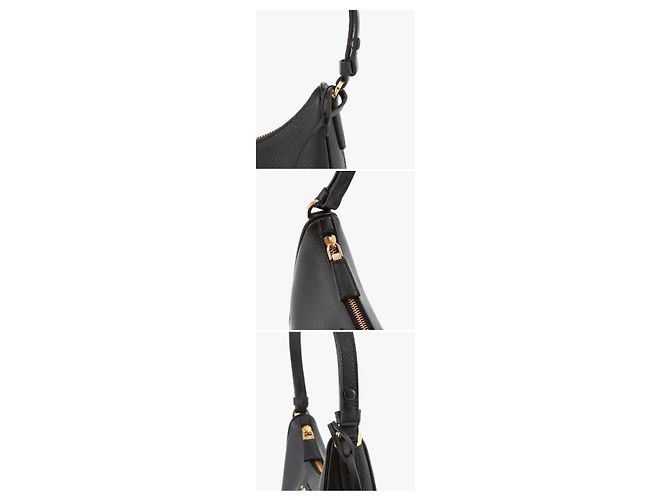 Prada Mini borsa hobo a tracolla con logo Triangle in Saffiano Nero - vista 8