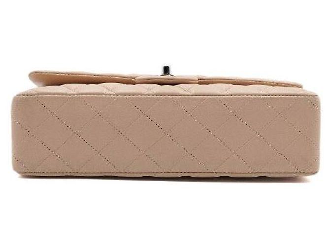 Chanel Borsa a tracolla classica in agnello beige con catena argentata media Marrone - vista 10